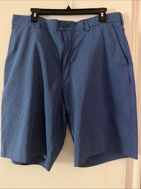 Men's Flat Front Blue Casual Shorts